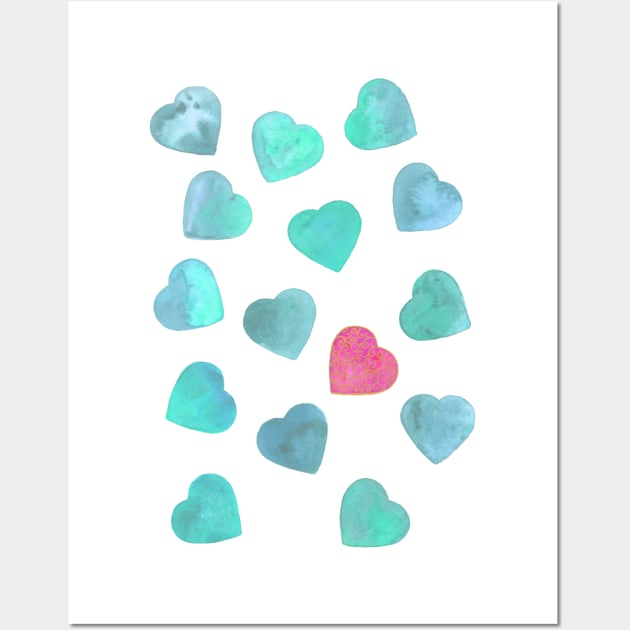 One heart in a million - turquoise and pink Wall Art by Home Cyn Home 